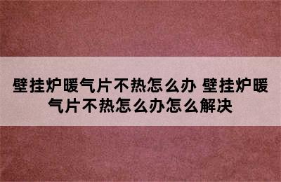 壁挂炉暖气片不热怎么办 壁挂炉暖气片不热怎么办怎么解决